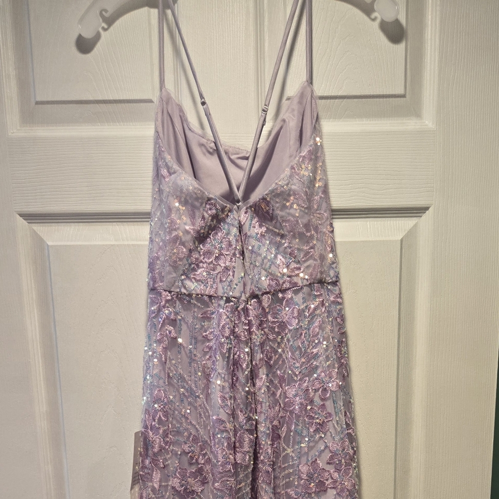 Chic Lavender Floral Prom Dress - Picture 3 of 6